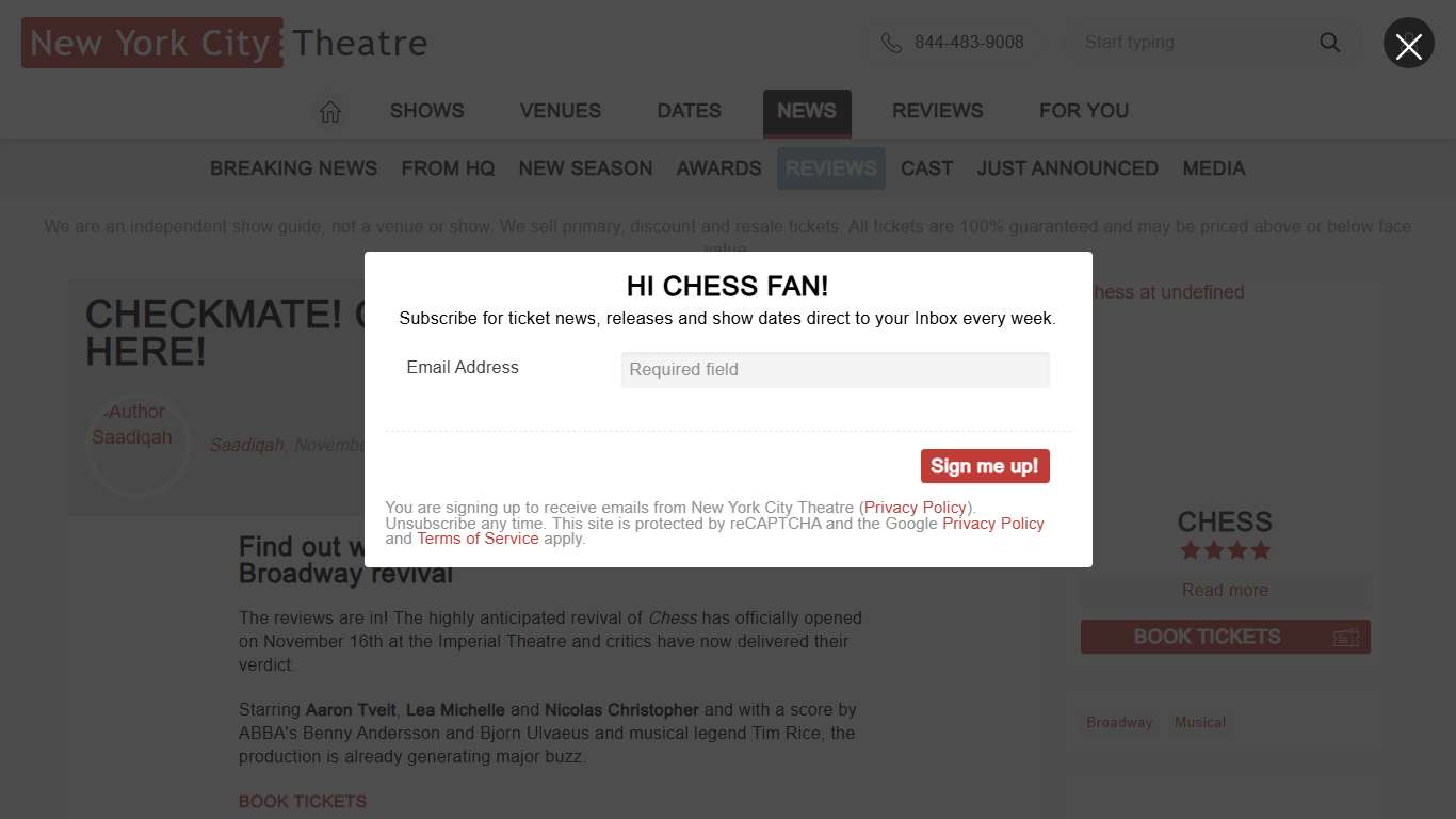 Reviews: Checkmate! Chess Revival Reviews Are Here! - News from New York City Theatre